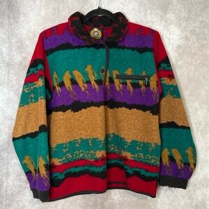 Vintage 80/90's Sunbuster Southwest Aztec Print Long‎ Sleeve Sherpa Size Large